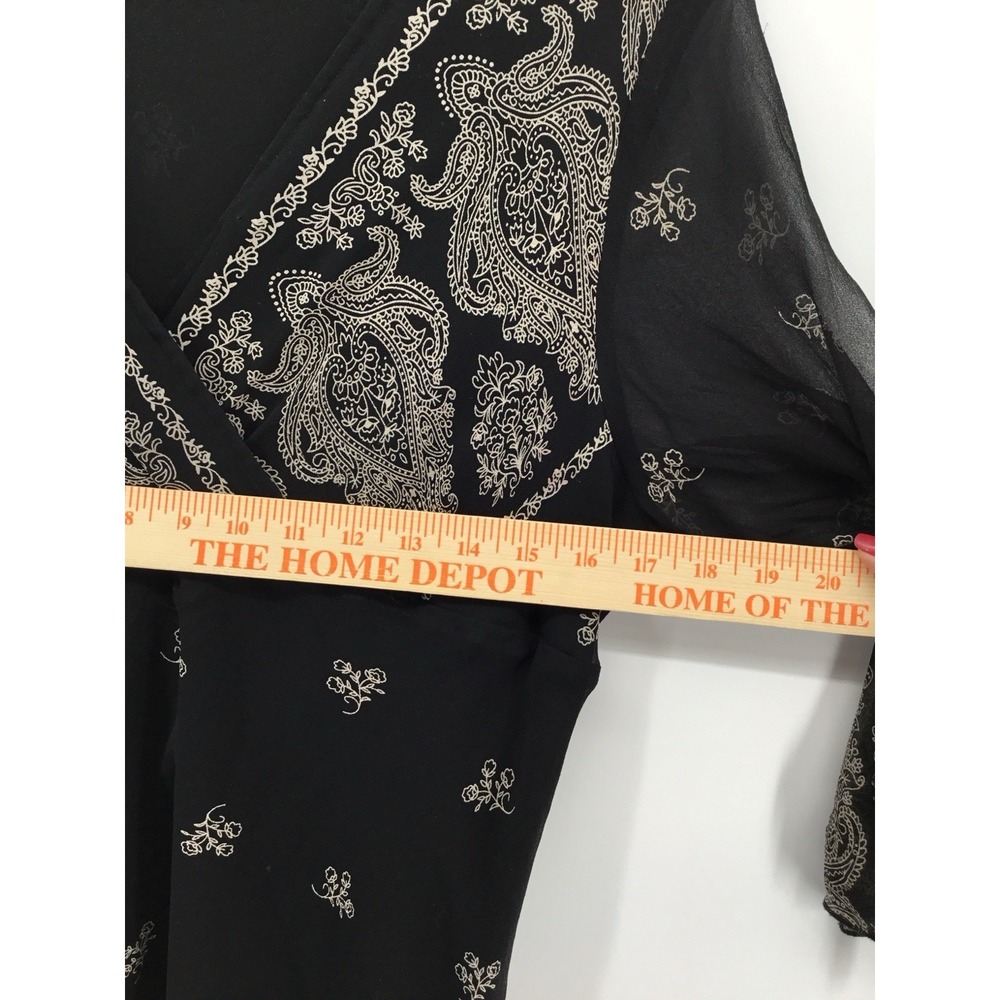 VTG New York City Design Co Silk Babydoll Top Black Boho XL Whimsigoth Y2K HH01 - Picture 5 of 16